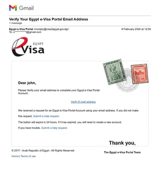 Verify Your Egypt e-Visa Portal Email Address